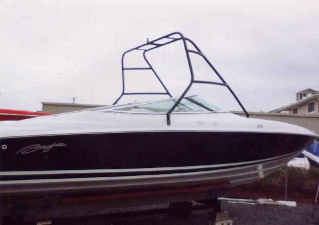 Atlantic Towers Air Tower installed on a Baja 272 boat, showcasing the sleek design and features of the vessel.