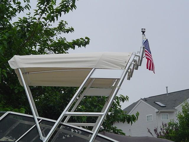 Atlantic Towers arch on a Formula 233 cuddy boat, showcasing its sleek design and functionality.