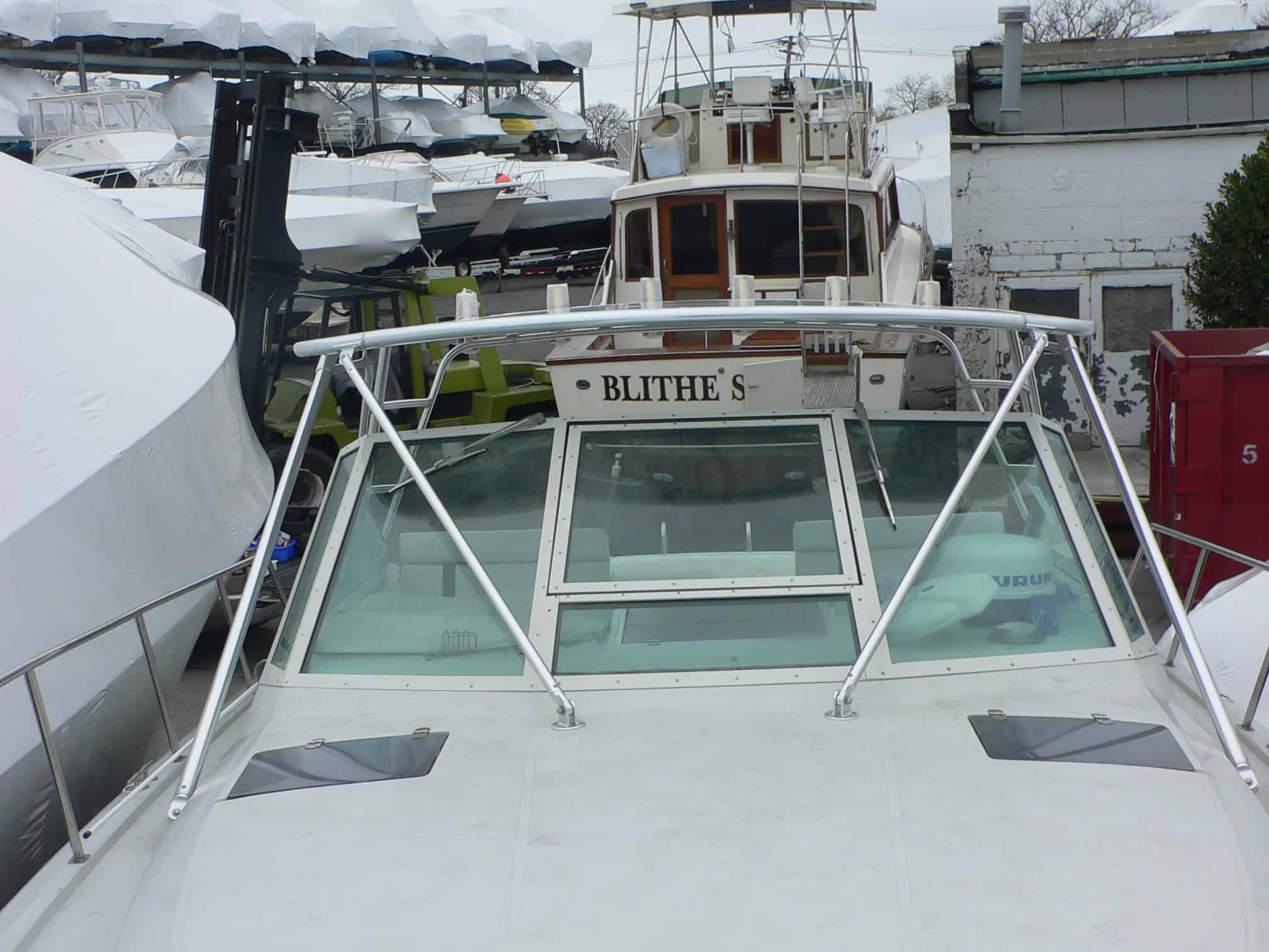 Atlantic Towers top installed on a Tiara 3100 Open cruiser, showcasing its sleek design and functionality.