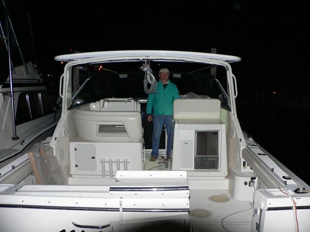 Atlantic Towers Top installed on a Tiara 3100 Open cruiser, showcasing its sleek design and functional features.
