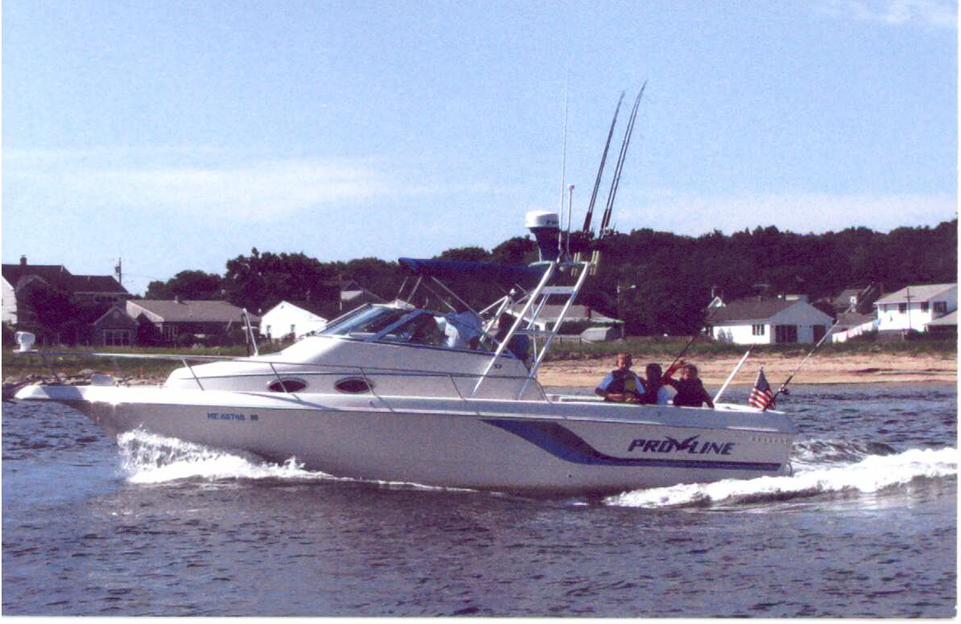 Atlantic Towers arch on a Pro Line 251 Walkaround boat, showcasing its sleek design and functional features.