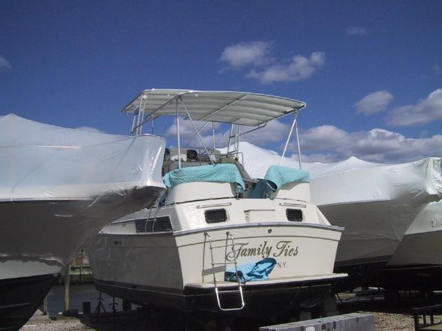 Atlantic Towers Aft Deck Top installed on a Silverton 40 Aft Cabin boat, showcasing practical design for outdoor spaces.