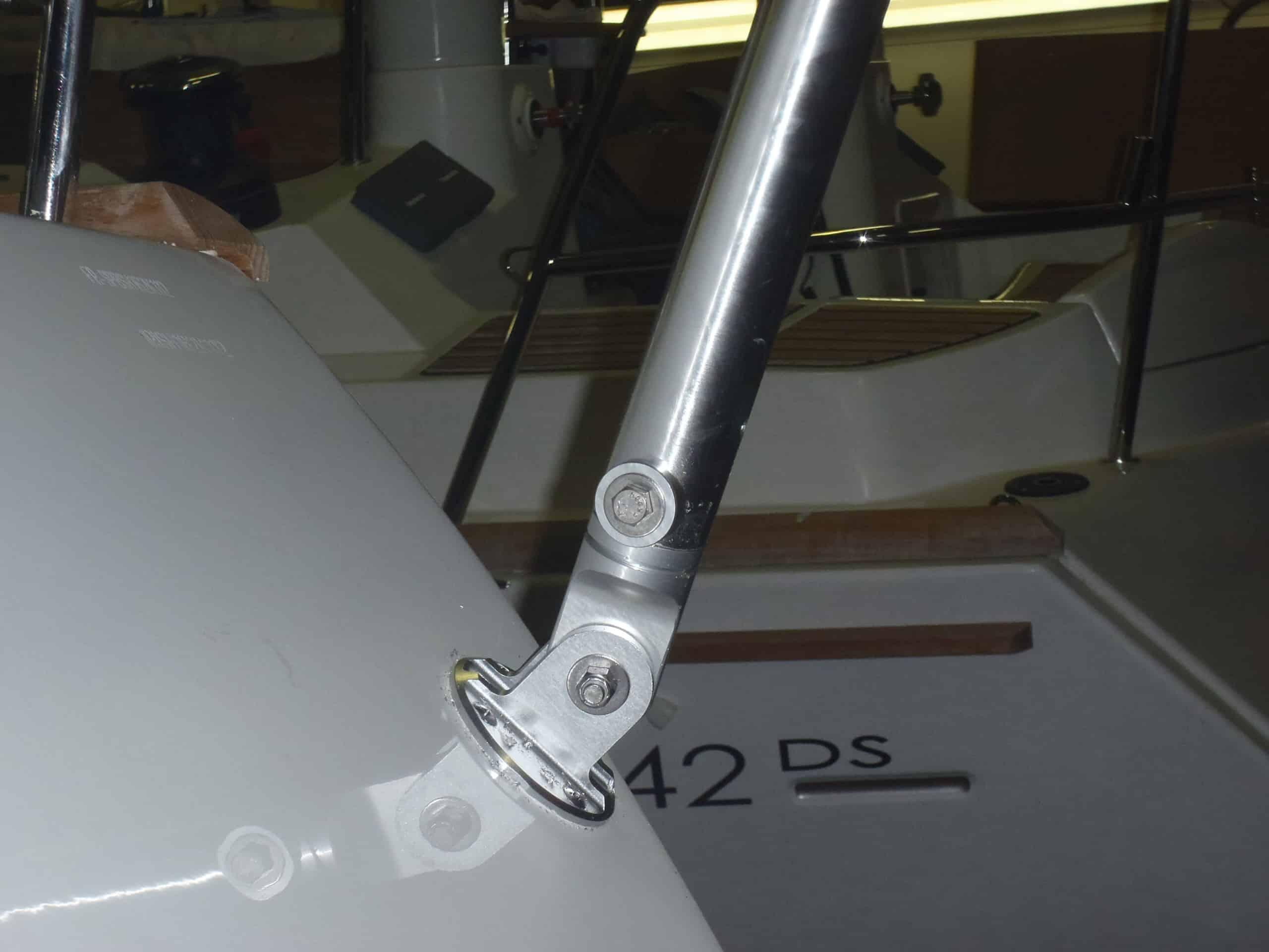 Atlantic Towers Arch installed on a Jeanneau 53 sailboat, designed for stability and support.