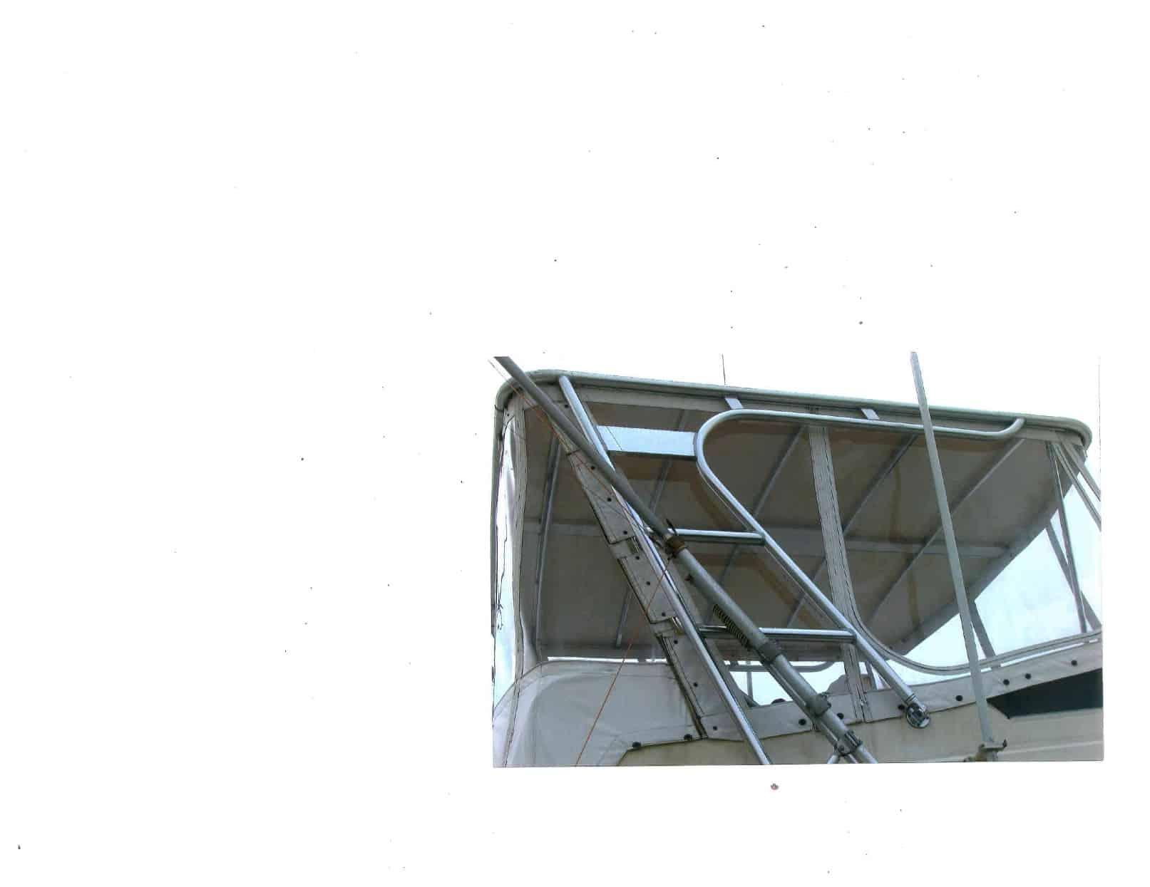 Atlantic Towers Top installed on a Viking 35 Convertible boat, showcasing its structure and design features.
