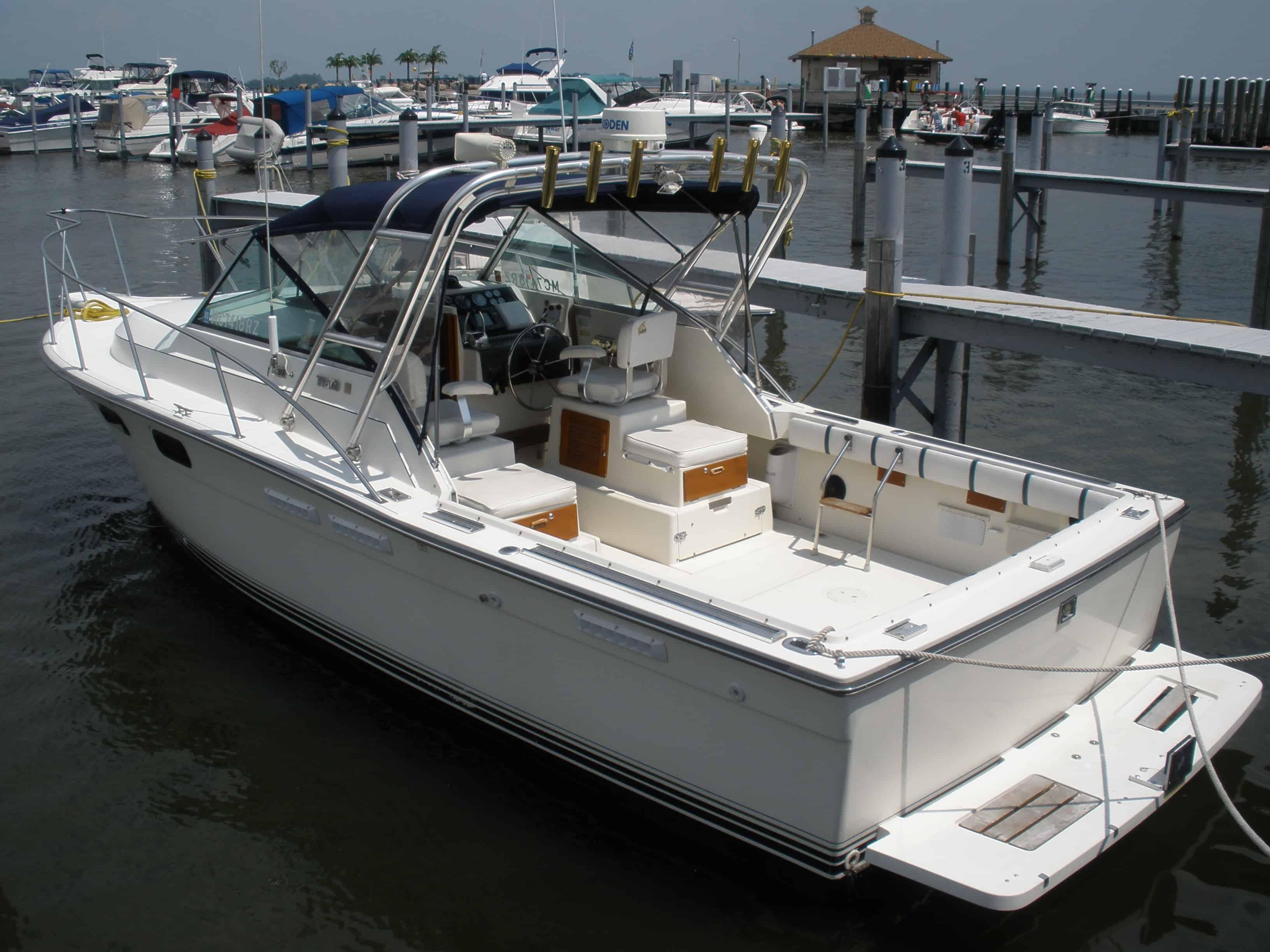 Atlantic Towers arch on a Tiara 2700 Open cruiser, showcasing a sleek design for enhanced boating experience.
