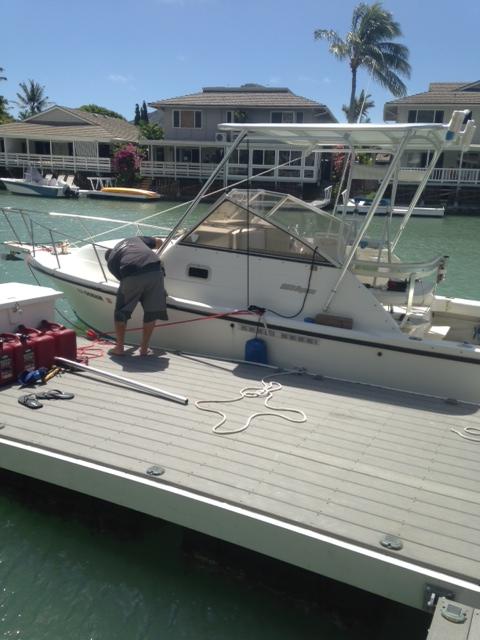 Atlantic Towers top on Shamrock 260 Express, an Express Fisherman boat, showcasing a sleek design suitable for fishing.