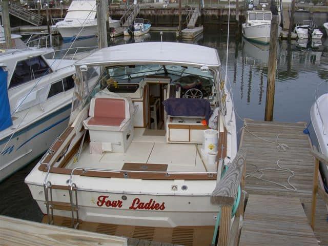 Atlantic Towers Top installed on a Sea Ray SRV 300 Weekender express cruiser, showcasing its sleek design and functionality.