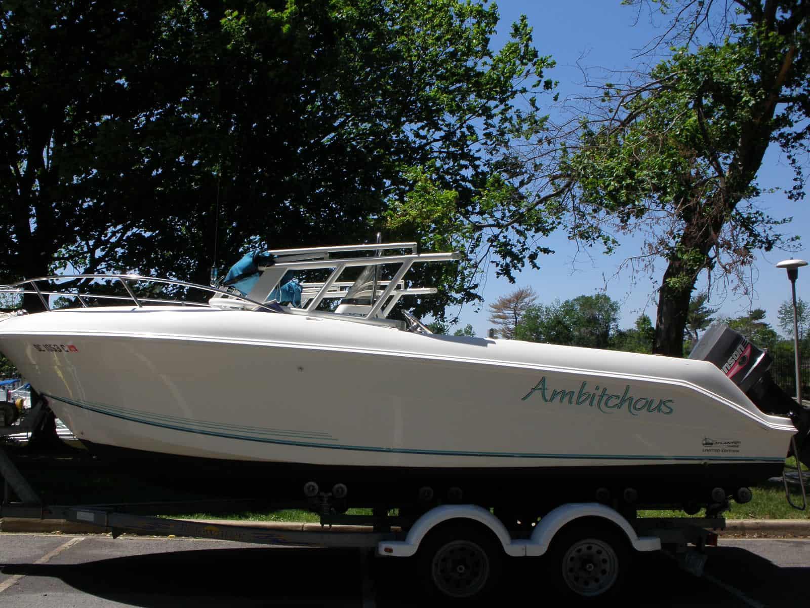 Atlantic Towers arch installed on an Aquasport 205 Osprey center console boat.