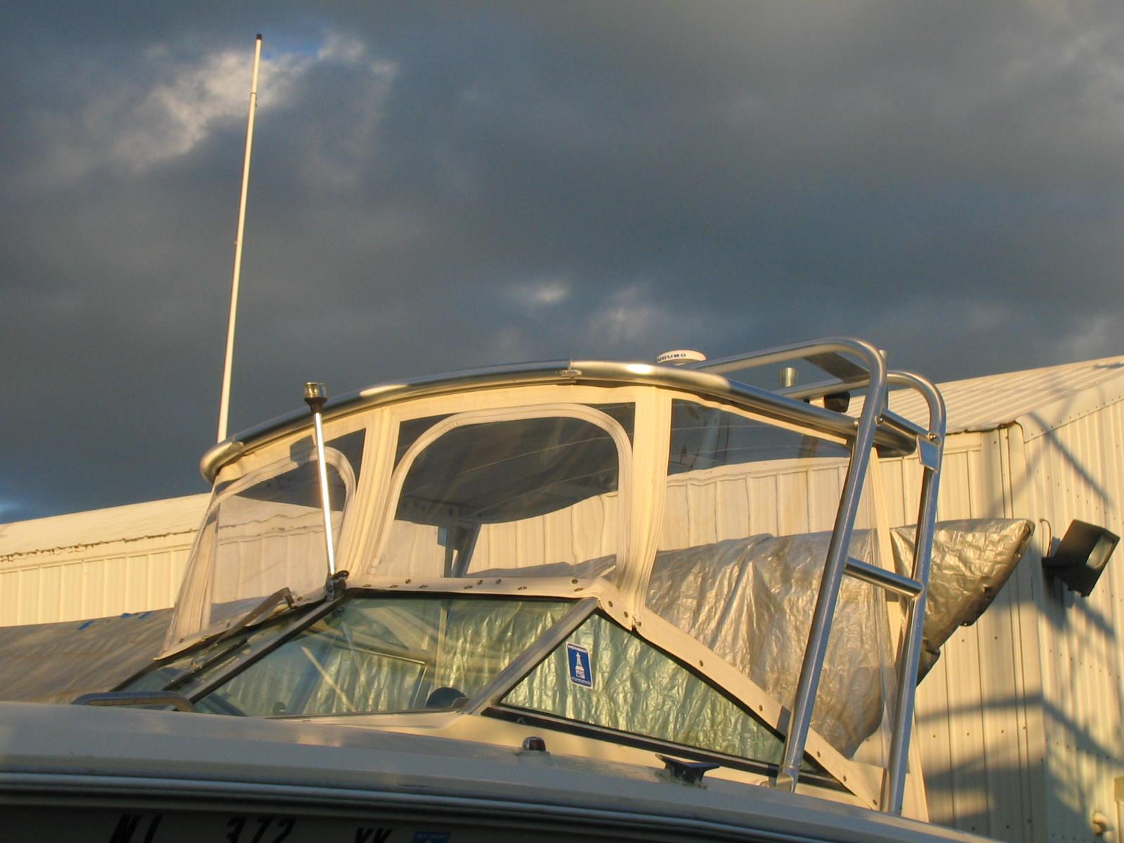 Atlantic Towers top installed on a Grady White 240 Offshore walkaround boat.