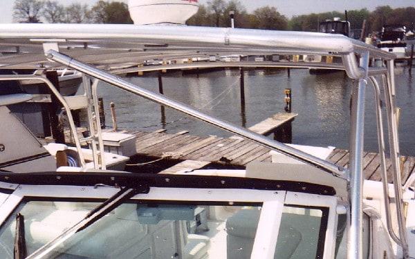 Atlantic Towers Top installed on Tiara 3500 Open express boat, showcasing a sleek design and functional features.
