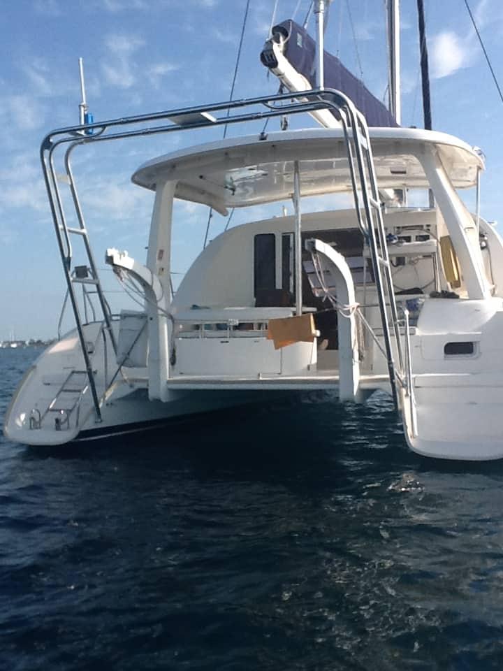 Atlantic Towers arch installed on a Leopard 40 Catamaran sail catamaran with rigging and deck visible