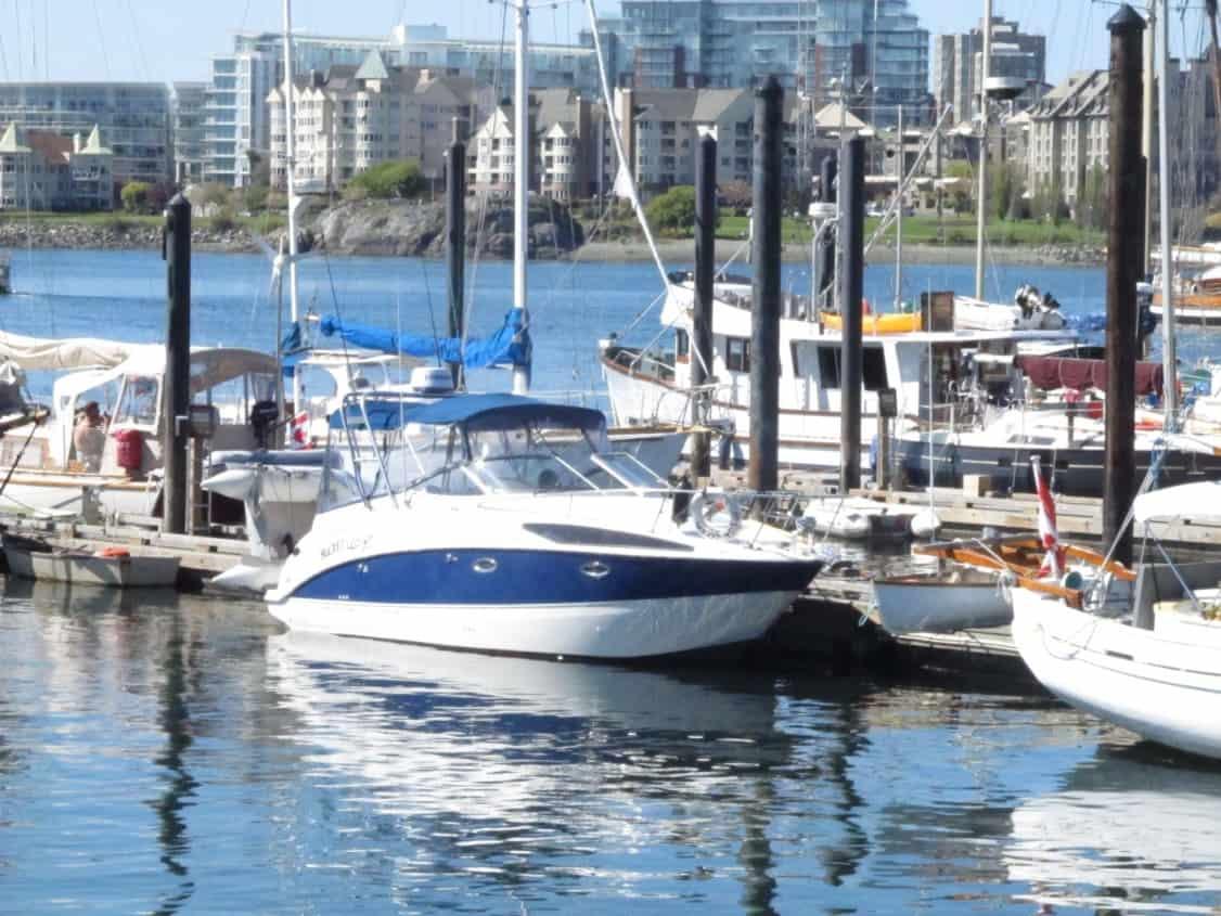 Atlantic Towers arch on a Bayliner 265 Sunbridge cruiser, showcasing its sleek design and functional features.