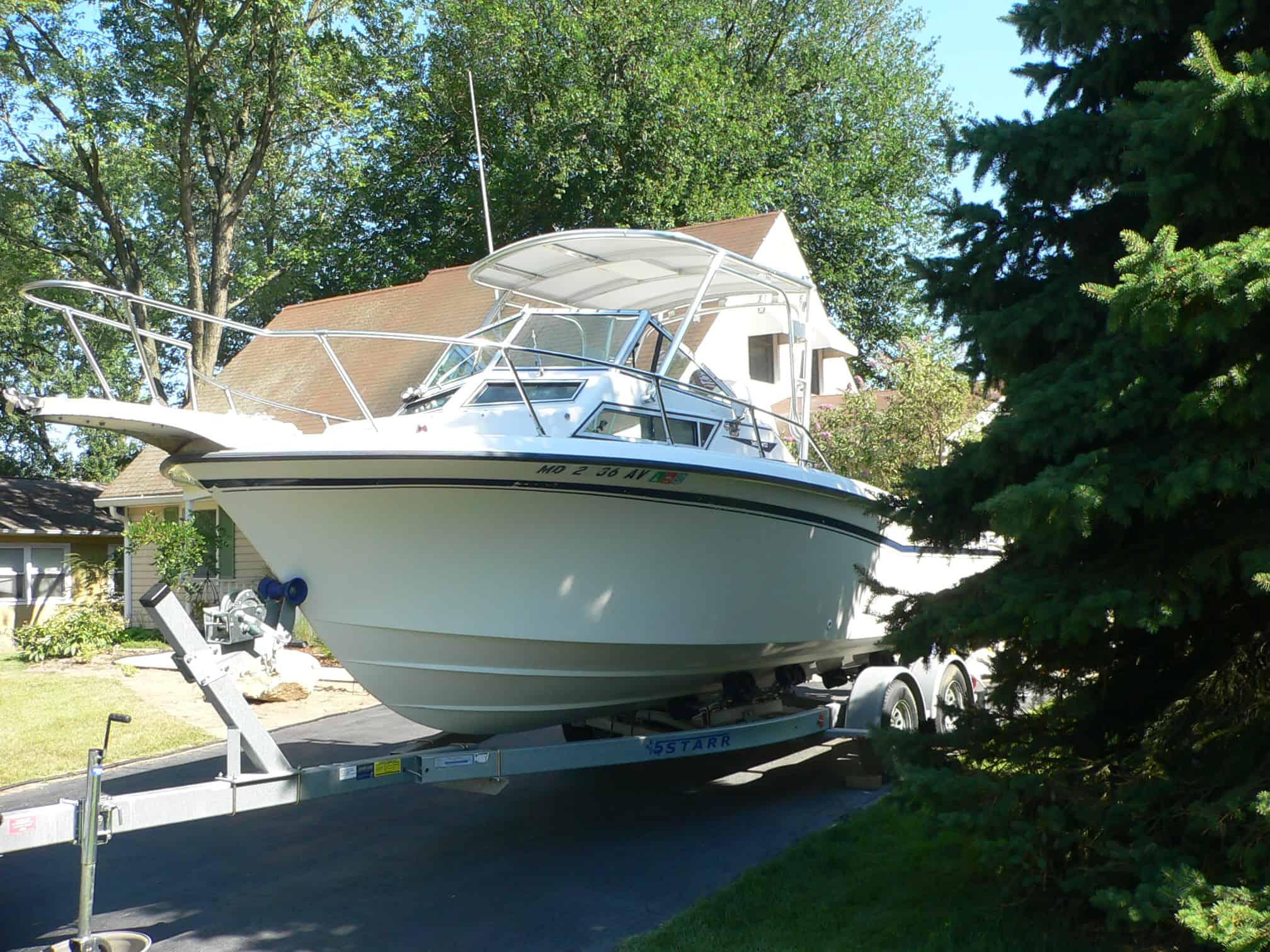 Atlantic Towers top on a Grady White 22 Seafarer walkaround boat, showcasing its design and functional features.