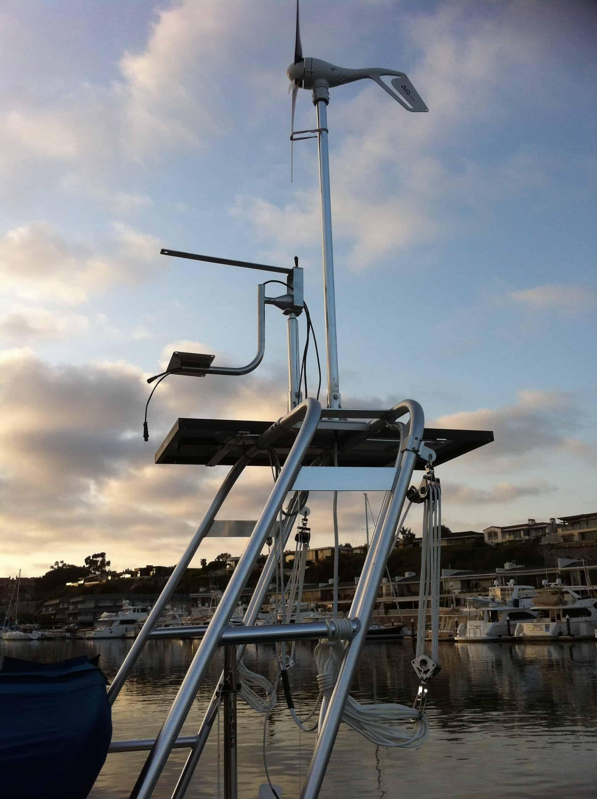 Atlantic Towers Arch installed on a Cal 35 Mark II sailboat, showcasing its sleek design and functional features.