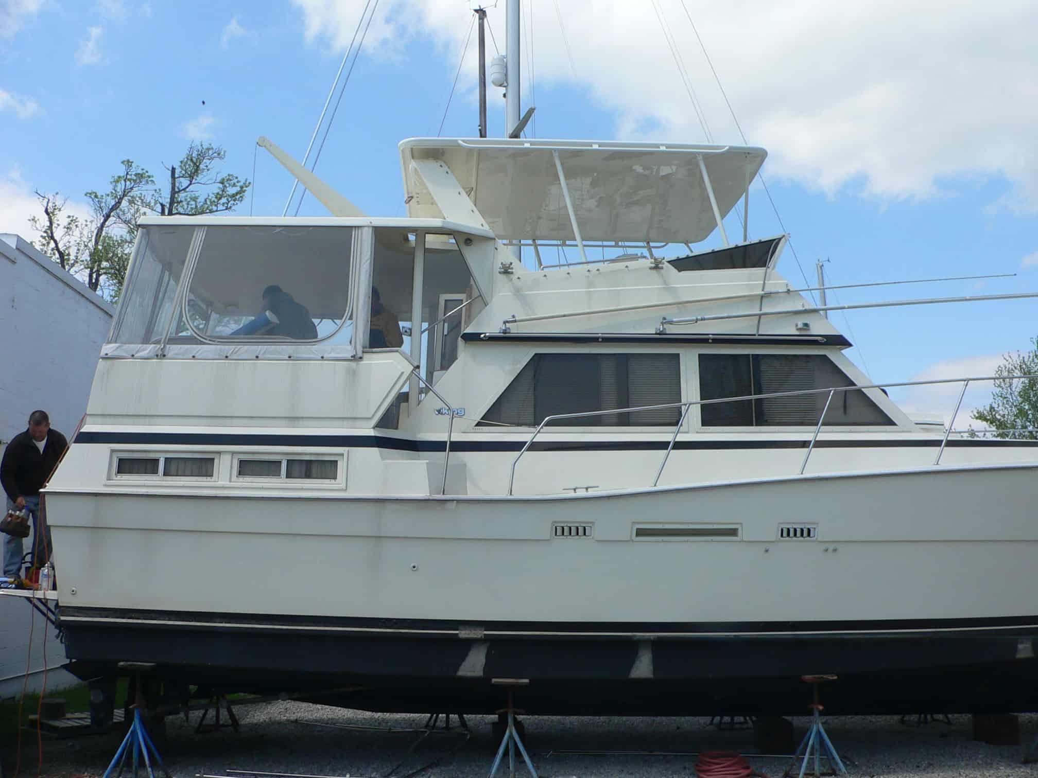Atlantic Towers Top installed on a Viking 44 Motor Yacht motoryacht with helm and surrounding railings visible