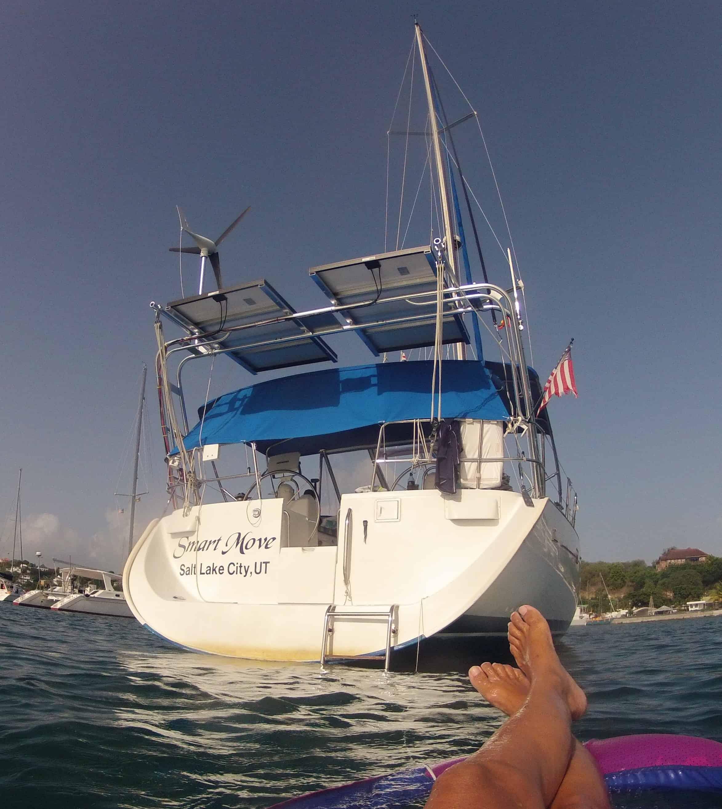 Atlantic Towers arch installed on a Beneteau 473 sailboat, showcasing its sturdy design and functionality.
