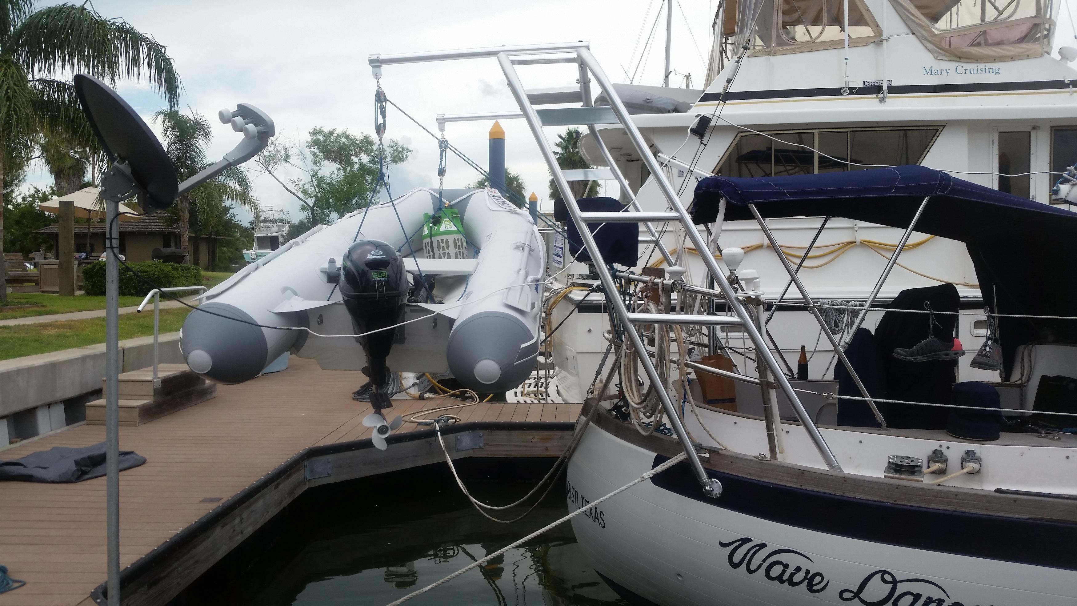 Atlantic Towers arch on Passport Yachts 42 Canoe Stern sailing yacht, showcasing the design and functionality.