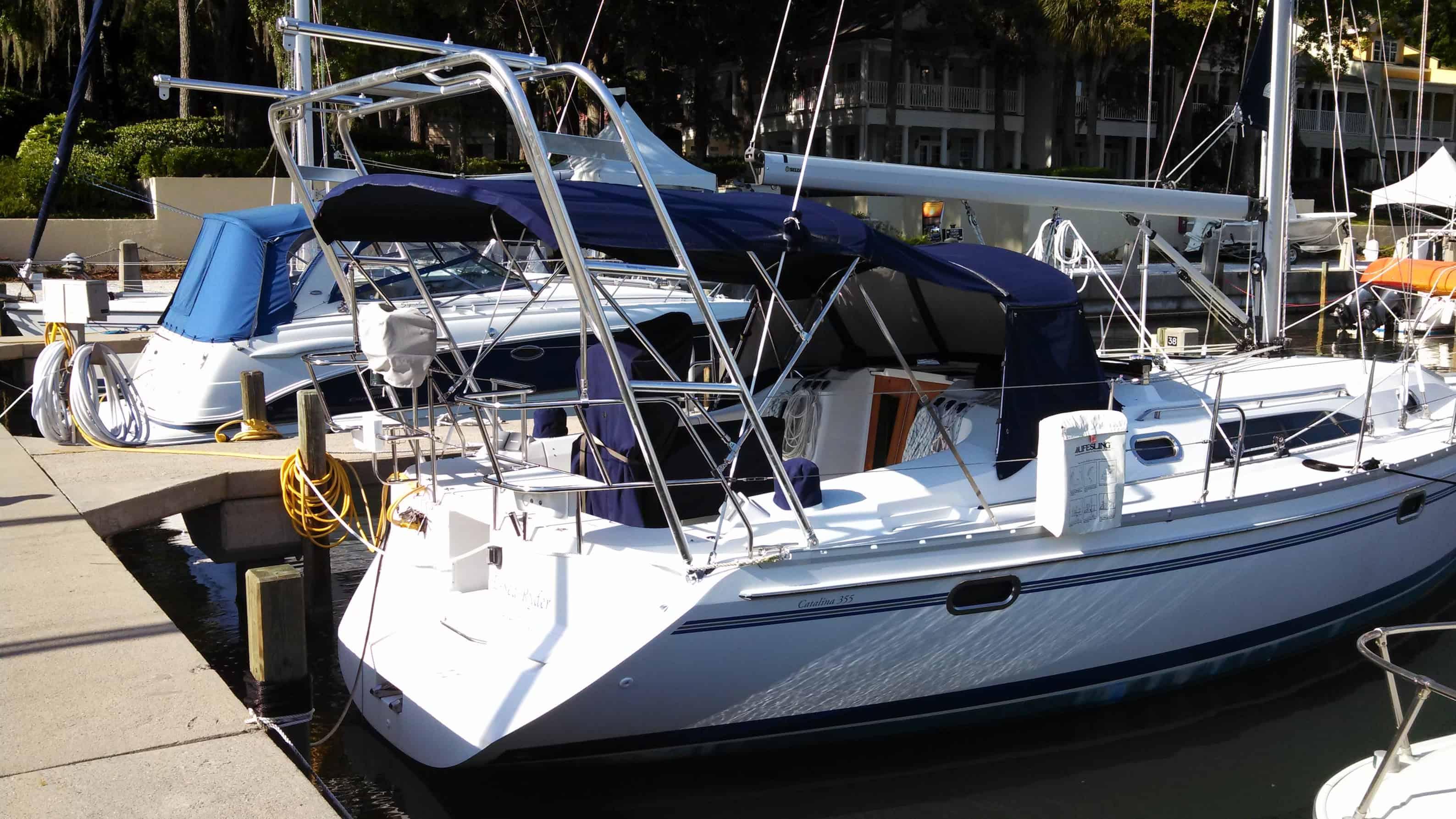 Atlantic Towers arch on a Catalina 355 sloop, showcasing its elegant design and functional features.