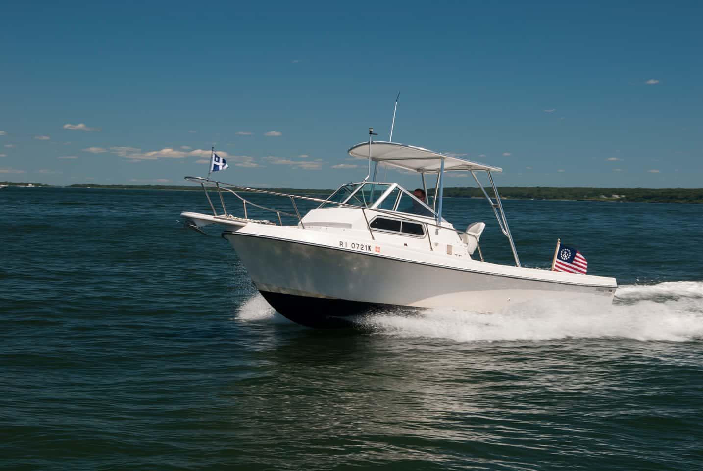 Atlantic Towers top installed on a Sea Ox 230C walkaround boat, featuring a sleek and sturdy design.