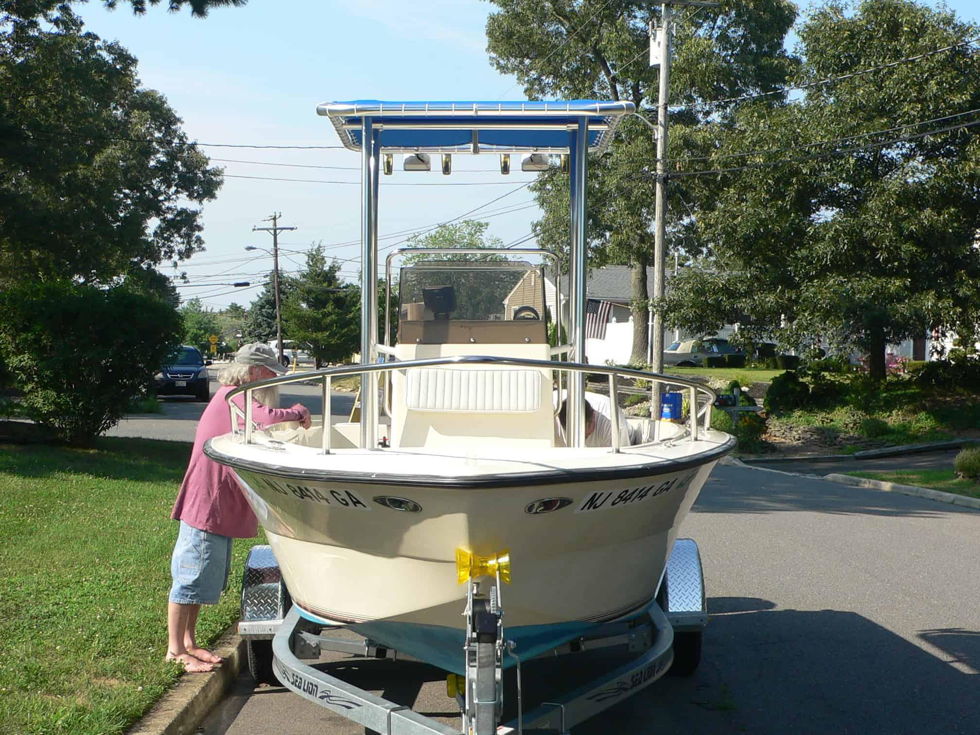 Atlantic Towers T-Top installed on a Key West 19 center console boat.