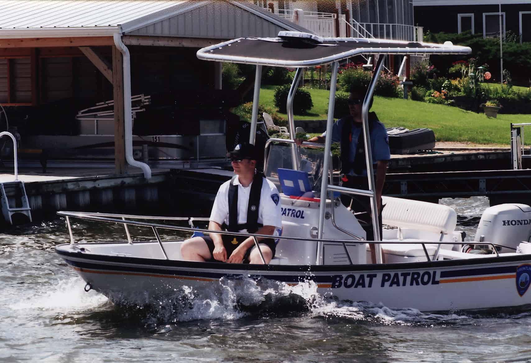 Atlantic Towers T-Top installed on a Whaler 16 center console boat, showcasing its functional design and structure.