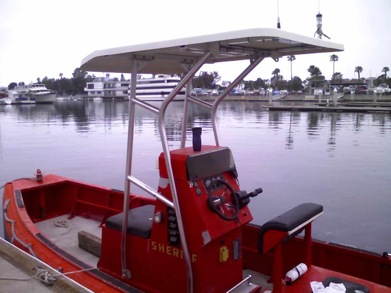 Atlantic Towers T-Top installed on an Amber Marine 16 center console commercial boat.