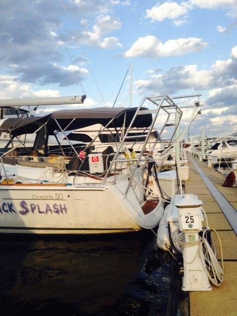 Atlantic Towers arch on a Beneteau 50 Oceanis Clipper boat, showcasing its sleek design and functionality.