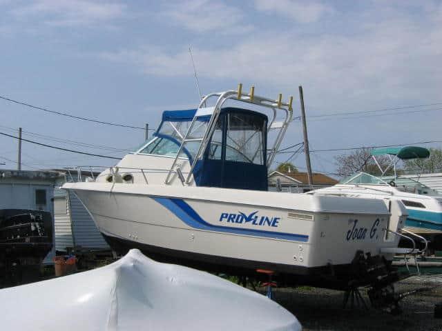 Atlantic Towers arch on a Pro Line 251 Walkaround boat, showcasing its sleek design and functional features.