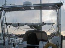 Atlantic Towers arch installed on a Beneteau 343 sailboat, enhancing its rigging and support.