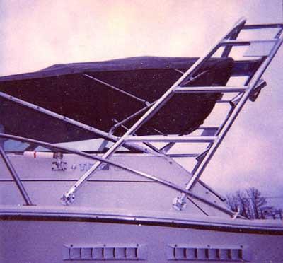 Atlantic Towers arch installed on a Tiara 2700 Open/Pursuit boat, showcasing its structural design and functionality.