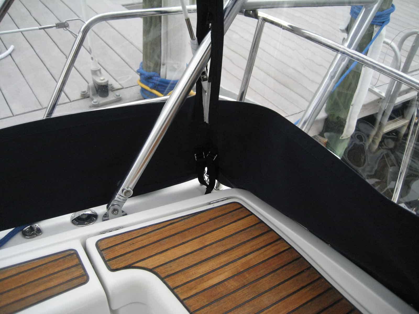 Atlantic Towers Arch installed on a Beneteau 40 sailboat showing the arch structure above the cockpit.