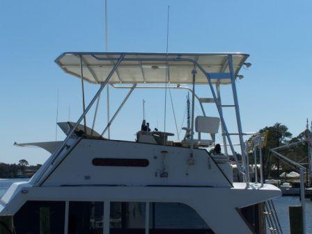Atlantic Towers Top installed on a Jersey 48 Jersey Dawn boat, showcasing its upper deck design against the sky.