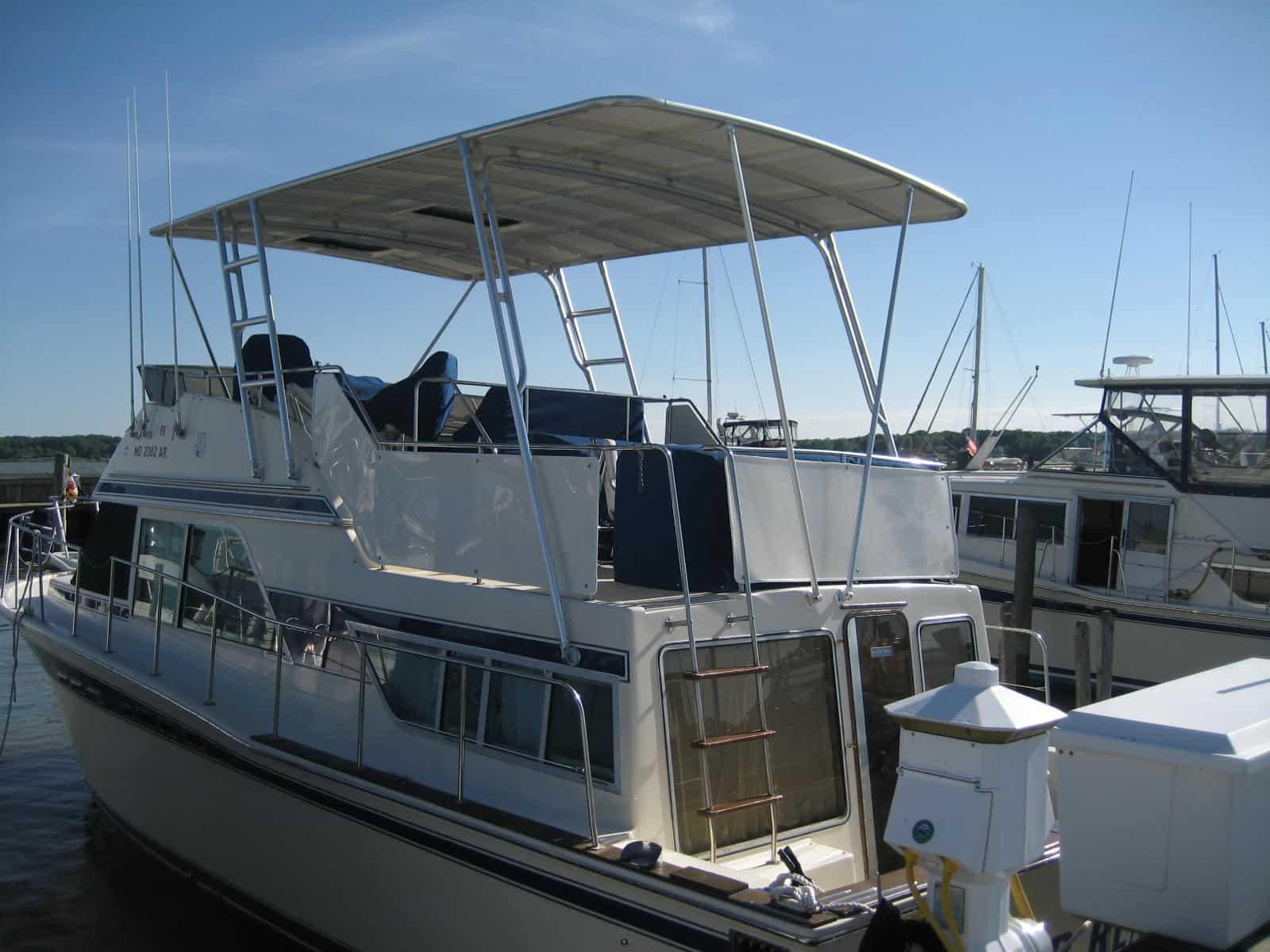 Atlantic Towers Aft Deck Top on a Chris Craft 380 Corinthian double cabin boat.