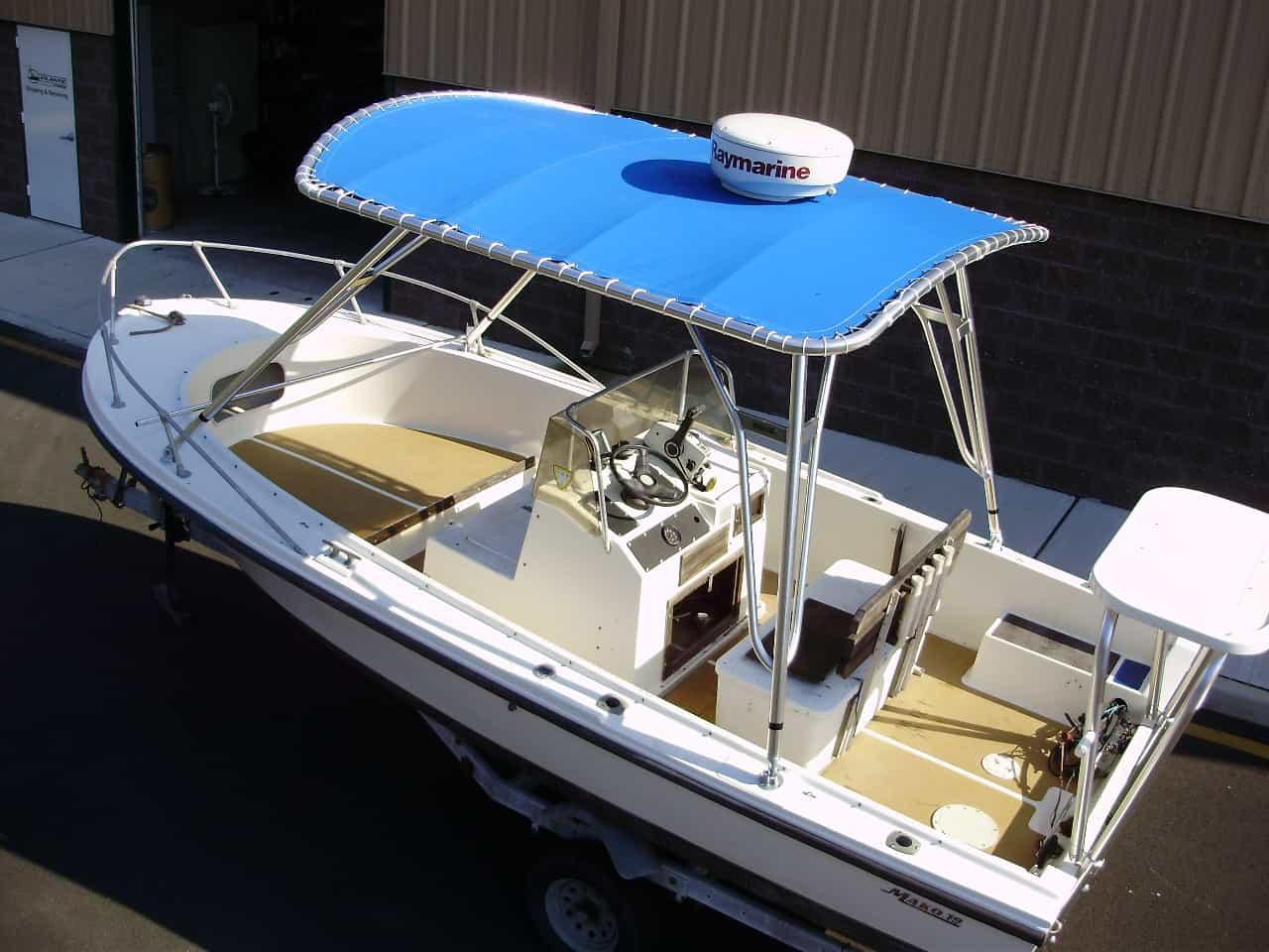 Atlantic Towers Top installed on a Mako 19 center console boat, enhancing its functionality and performance.