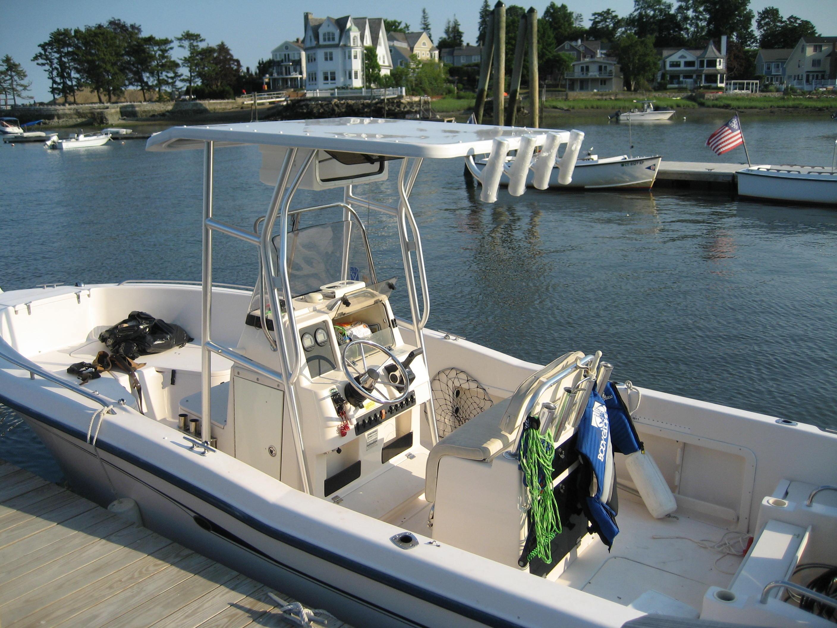Atlantic Towers T-Top installed on a Grady White 209 Escape center console boat.