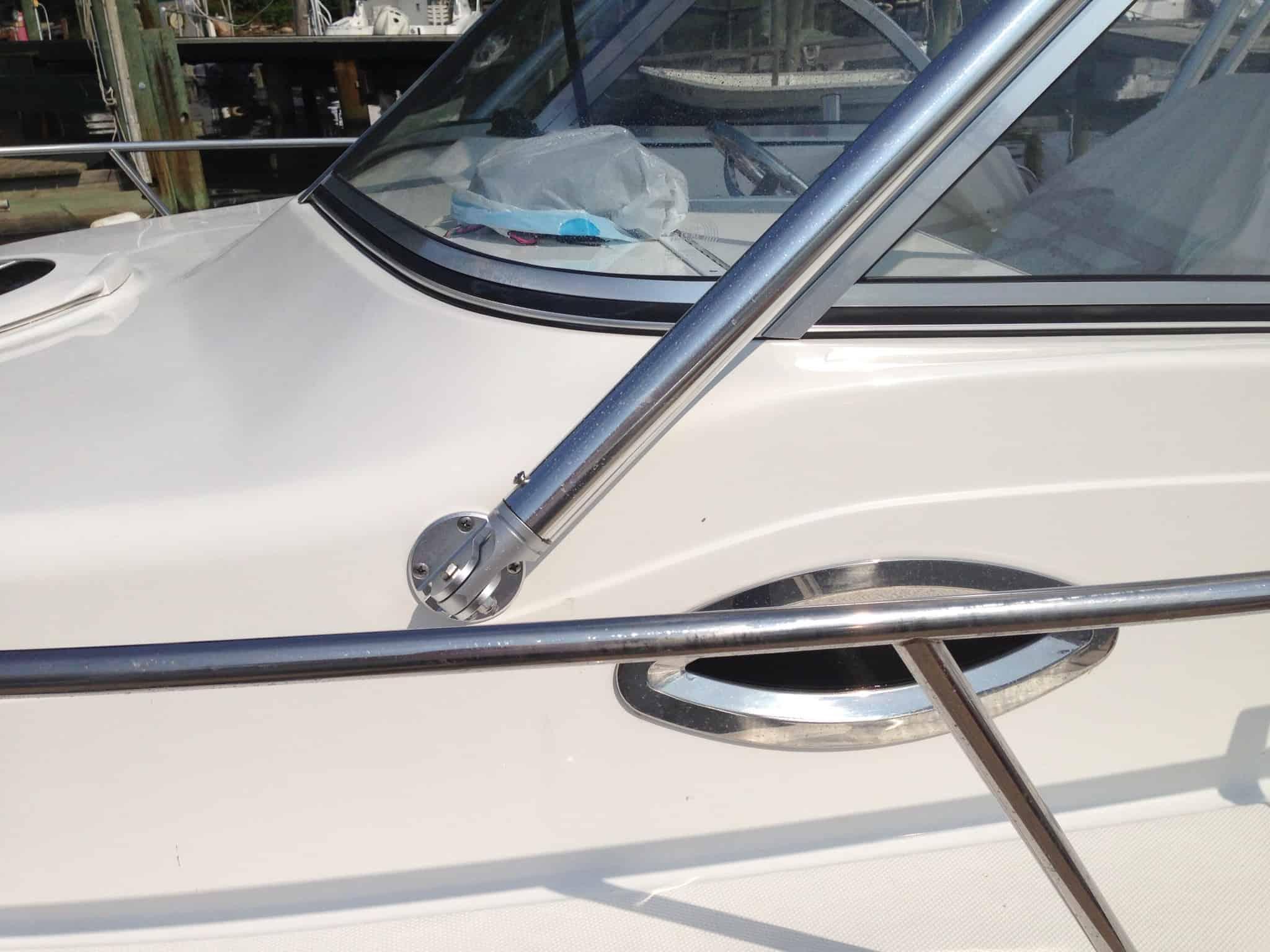 Atlantic Towers Top installed on Sea Fox 216 WA walkaround boat, showing sturdy mounting and cover.