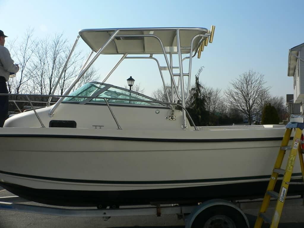 Atlantic Towers Top on a Trophy 2002 walkaround boat, featuring a sleek design suitable for fishing and cruising.