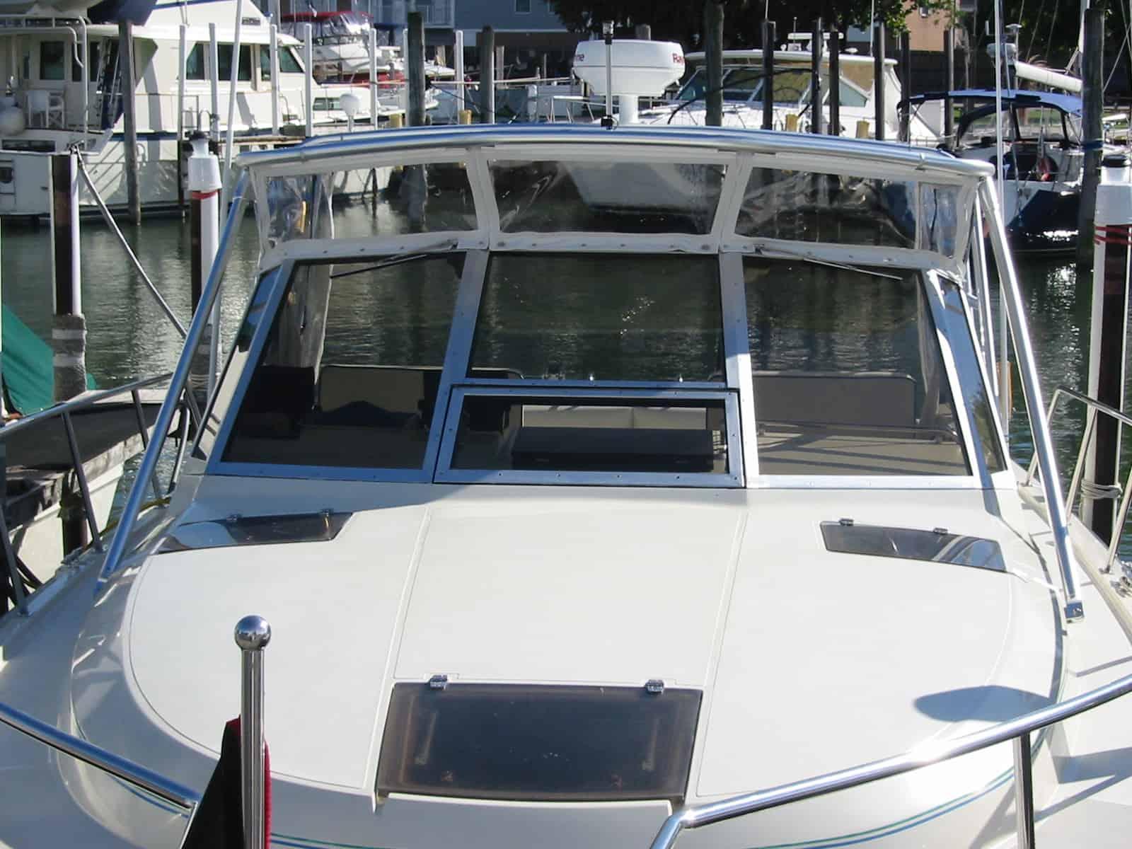 Atlantic Towers Top installed on a Tiara 3100 Open cruiser, showcasing its sleek design and functionality.