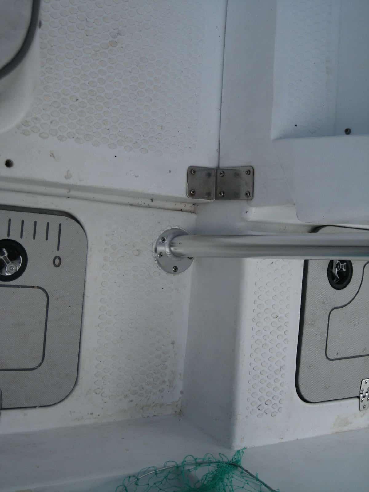 Atlantic Towers T-Top installed on a Triumph 21 center console boat, showcasing a sturdy, functional design.