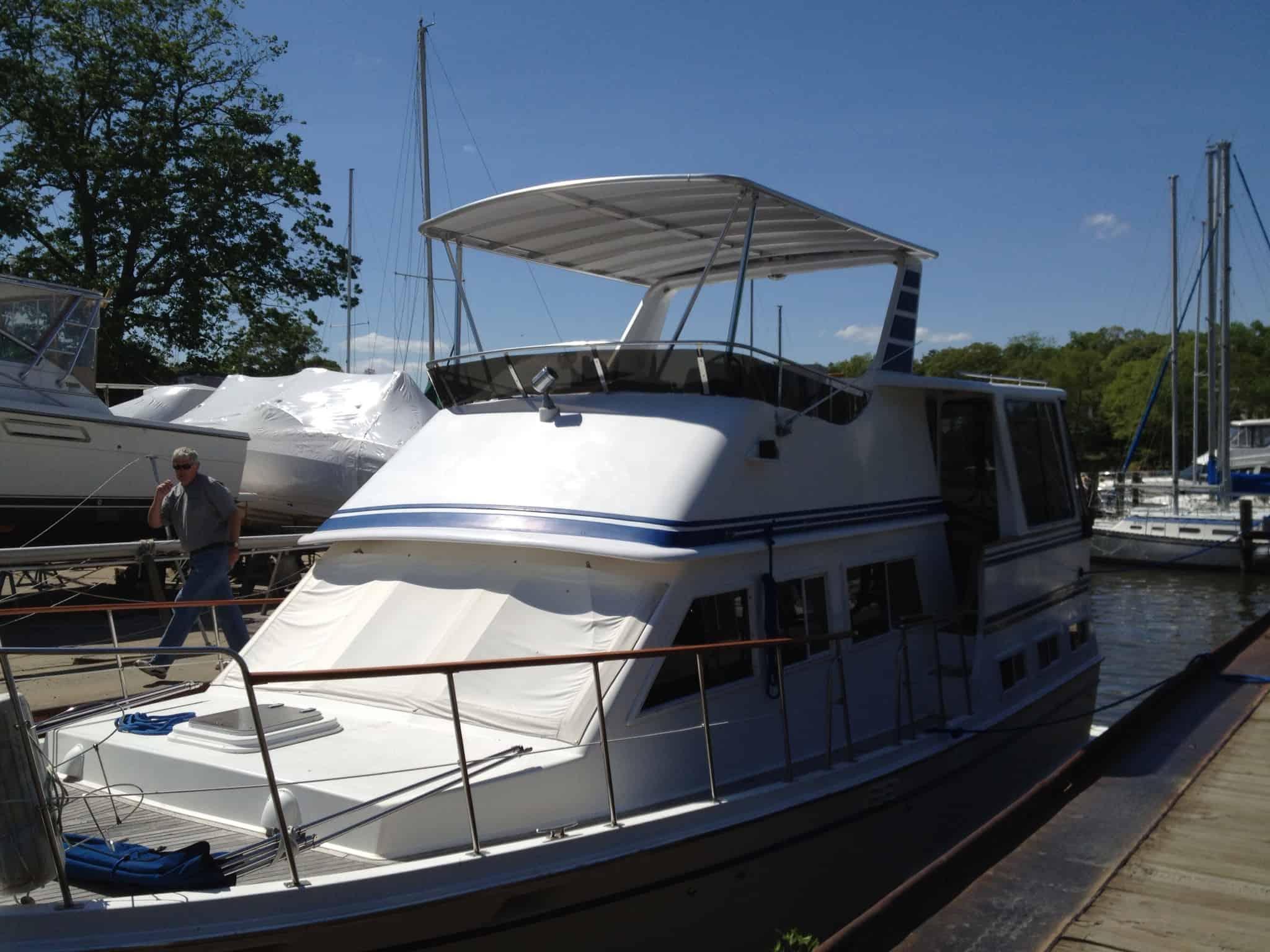 Atlantic Towers top installed on a Labelle 40MY/44 CPMY motor yacht, showcasing a sleek design and functionality.