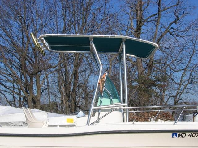 Atlantic Towers T-Top installed on Trophy 1903 center console boat, showcasing its sleek design and functionality.