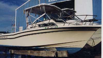 Atlantic Towers Top installed on a Grady White 240 Offshore walkaround boat shown from the starboard side.